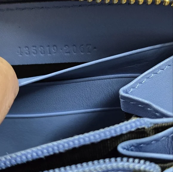 Gucci Japan Exclusive GG Marmont Blue Bow Leather Zip Wallet - Picture 14 of 15